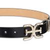 imageSam Edelman Womens Doublee Plaque Logo Hammered Buckle and Loop Leather Belt for Jeans Dresses and TrousersBlack