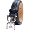 imageSam Edelman Womens Fashion DoubleE Plaque Logo Buckle Slim Textured Belt for Jeans Dresses and TrousersBlack Croc