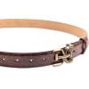 imageSam Edelman Womens Fashion DoubleE Plaque Logo Buckle Slim Textured Belt for Jeans Dresses and TrousersBrown Croc