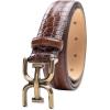 imageSam Edelman Womens Fashion DoubleE Plaque Logo Buckle Slim Textured Belt for Jeans Dresses and TrousersBrown Croc
