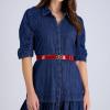 imageSam Edelman Womens Fashion DoubleE Plaque Logo Buckle Slim Textured Belt for Jeans Dresses and TrousersRed