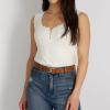 imageSam Edelman Womens Fashion DoubleE Plaque Logo Buckle Slim Textured Belt for Jeans Dresses and TrousersSaddle