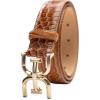 imageSam Edelman Womens Fashion DoubleE Plaque Logo Buckle Slim Textured Belt for Jeans Dresses and TrousersTan Croc