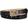 imageSam Edelman Womens Fully Adjustable Fashion Plaque Buckle Leather Belt for Jeans Trousers and DressesBlack