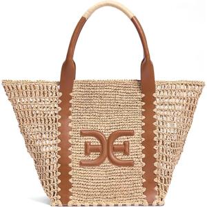 imageSam Edelman Marley Raffia Collapsible Tote Bag Brown Mix