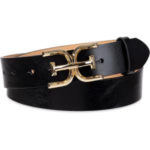 imageSam Edelman Womens Casual DoubleE Logo Plaque Buckle Leather Belt for Jeans and TrousersBlack