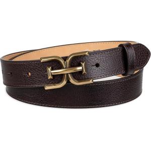 imageSam Edelman Womens Fashion DoubleE Plaque Logo Buckle Slim Textured Belt for Jeans Dresses and TrousersBrown