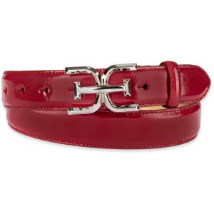 imageSam Edelman Womens Fashion DoubleE Plaque Logo Buckle Slim Textured Belt for Jeans Dresses and TrousersRed