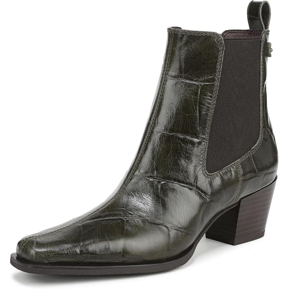 imageSam Edelman Womens Ashtyn Ankle BootDeep Olive Croco