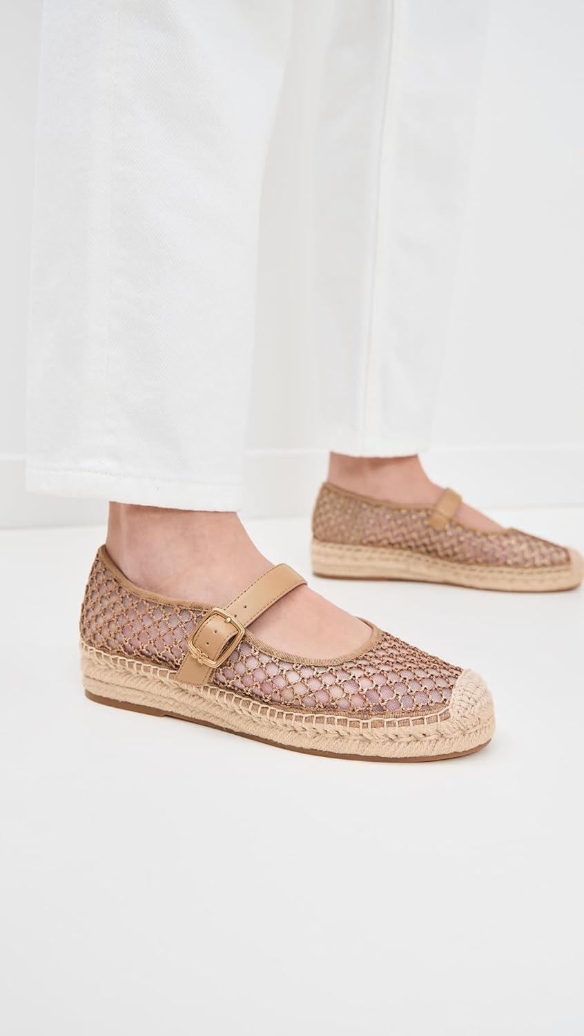imageSam Edelman Womens Mackie Mary Jane FlatBrushed GoldCyprus Tan Net Mesh