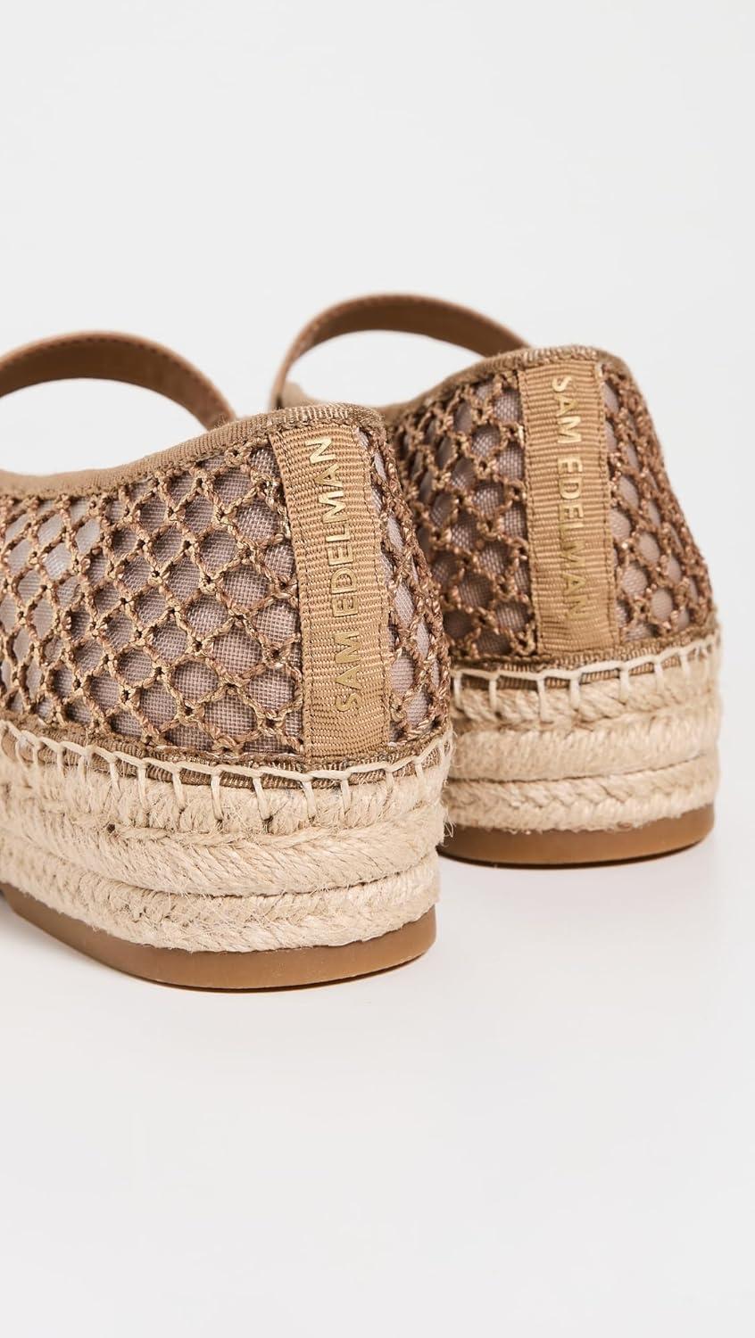 imageSam Edelman Womens Mackie Mary Jane FlatBrushed GoldCyprus Tan Net Mesh