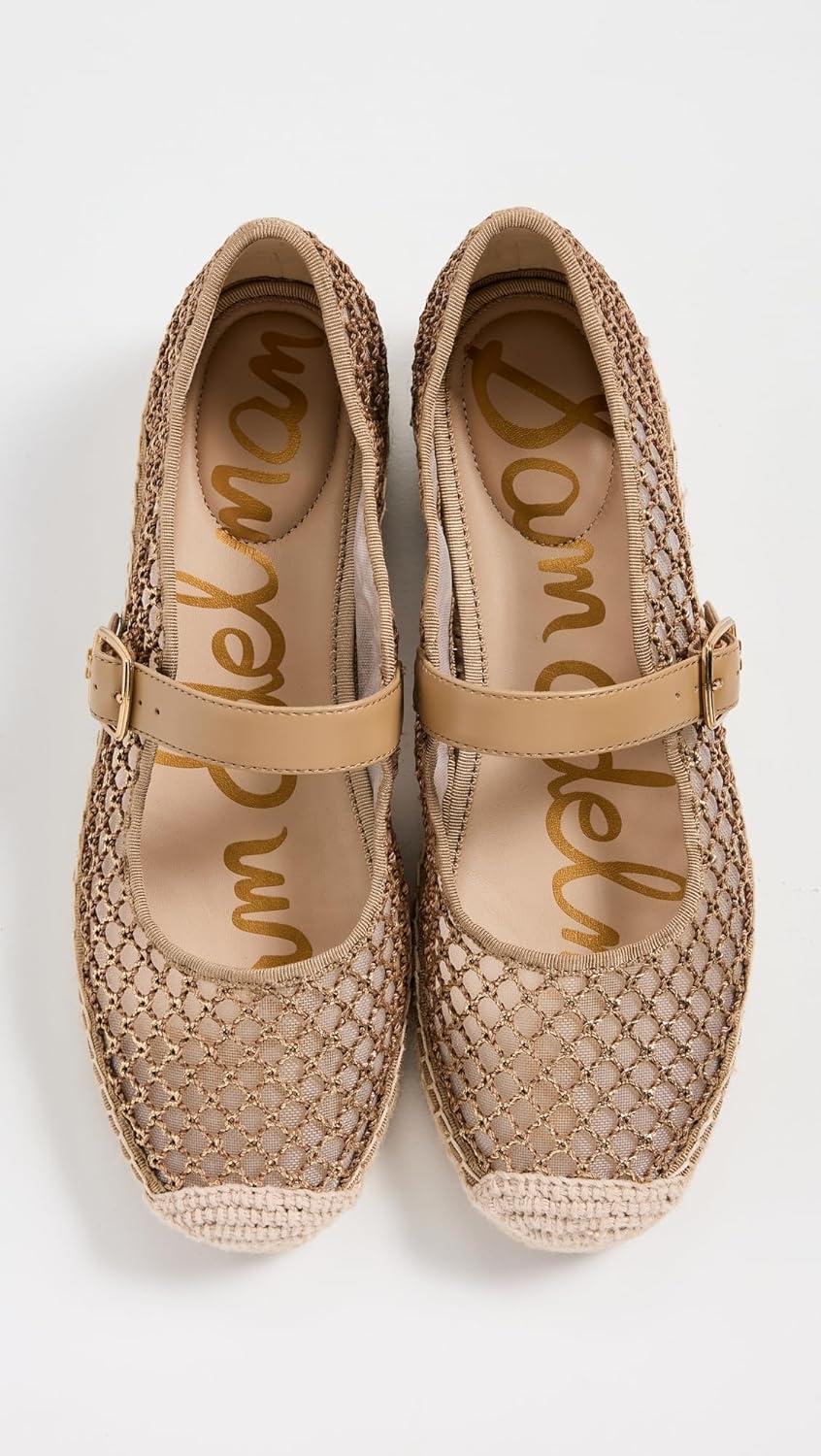 imageSam Edelman Womens Mackie Mary Jane FlatBrushed GoldCyprus Tan Net Mesh