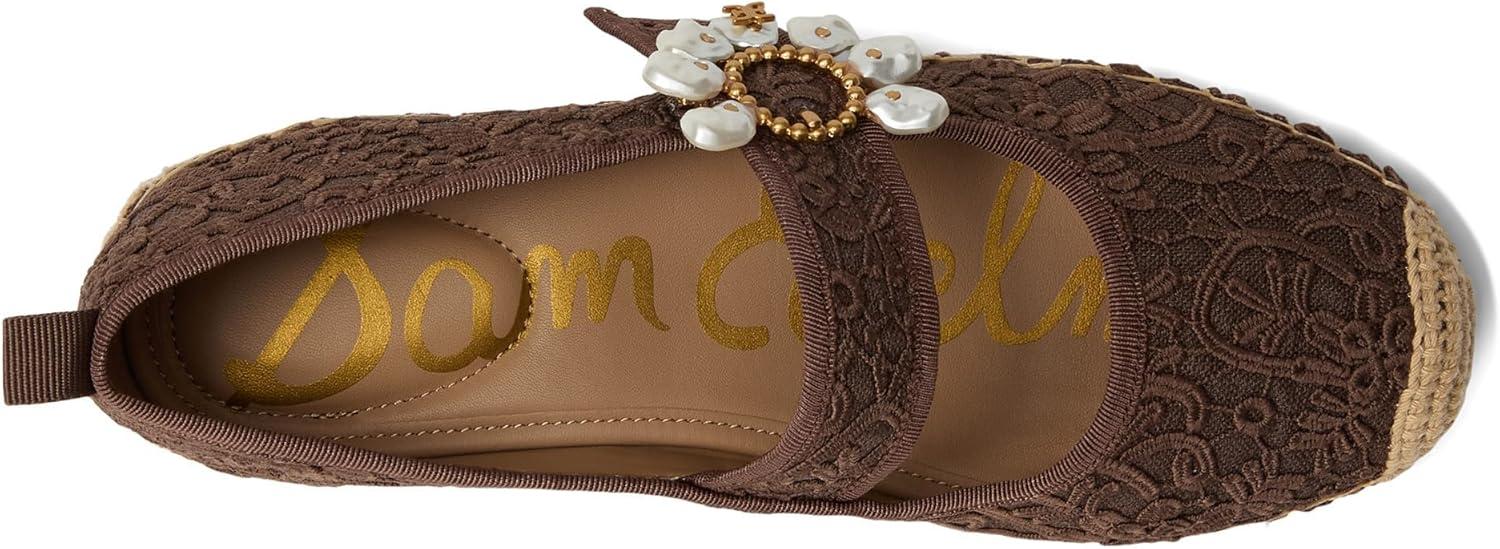 imageSam Edelman Womens Maddy Mary Jane FlatMocha Brown Lace