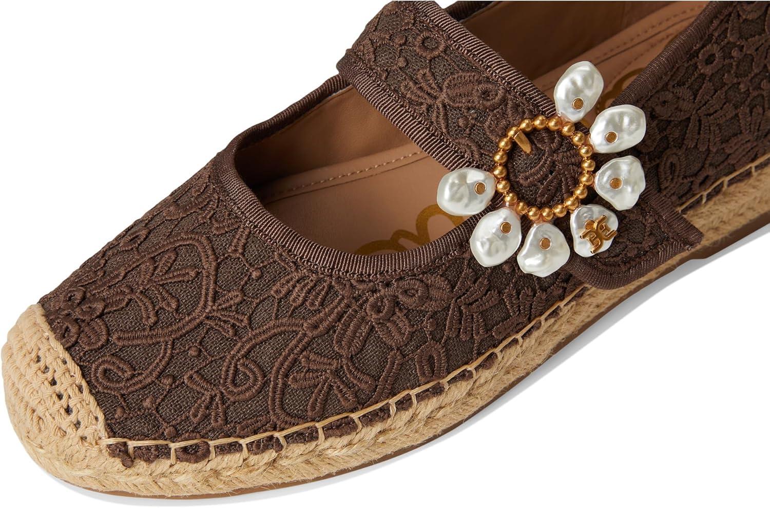 imageSam Edelman Womens Maddy Mary Jane FlatMocha Brown Lace
