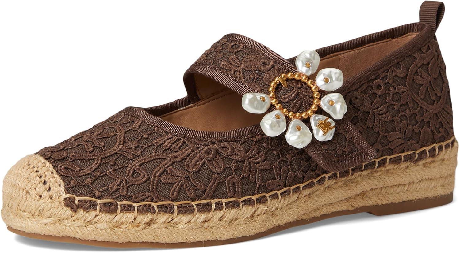 imageSam Edelman Womens Maddy Mary Jane FlatMocha Brown Lace