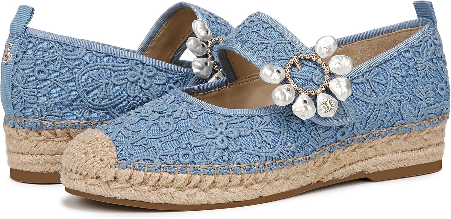 imageSam Edelman Womens Maddy Mary Jane FlatRoyal Sky Blue Lace