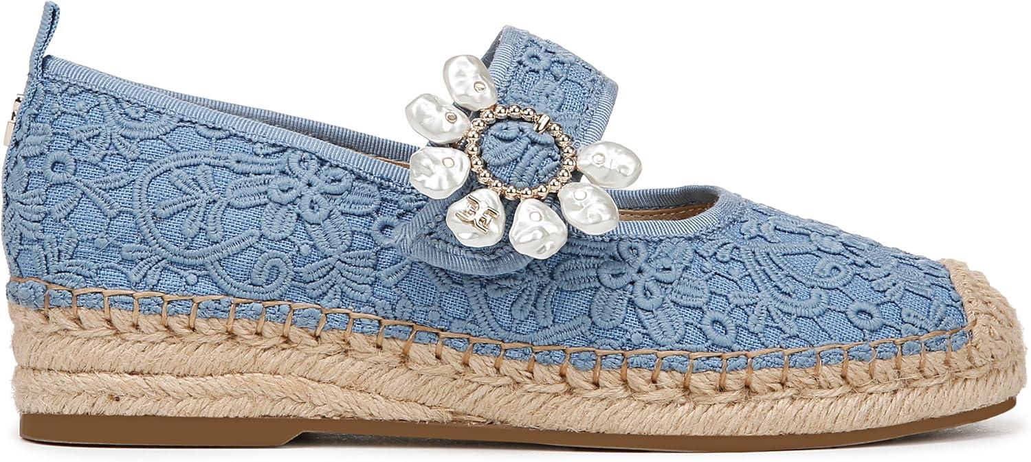 imageSam Edelman Womens Maddy Mary Jane FlatRoyal Sky Blue Lace