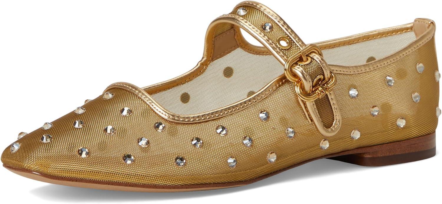 imageSam Edelman Womens Michaela Mary Jane FlatAmber Gold Glitz Mesh