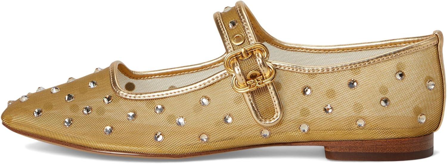 imageSam Edelman Womens Michaela Mary Jane FlatAmber Gold Glitz Mesh