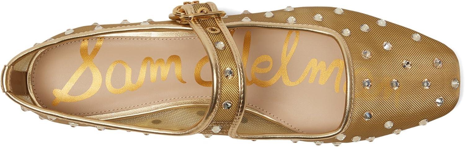 imageSam Edelman Womens Michaela Mary Jane FlatAmber Gold Glitz Mesh