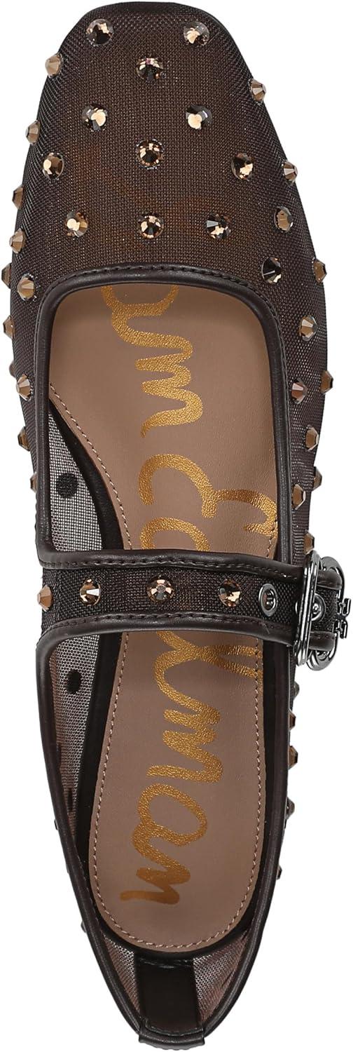 imageSam Edelman Womens Michaela Mary Jane FlatCaf Noir Glitz Mesh