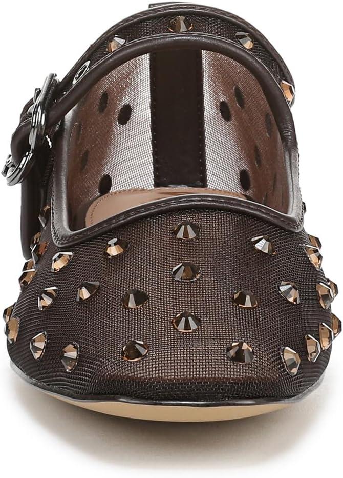 imageSam Edelman Womens Michaela Mary Jane FlatCaf Noir Glitz Mesh