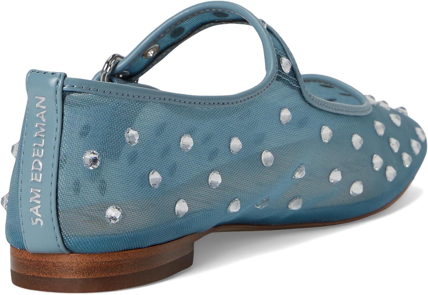 imageSam Edelman Womens Michaela Mary Jane FlatCoastal Blue Glitz Mesh