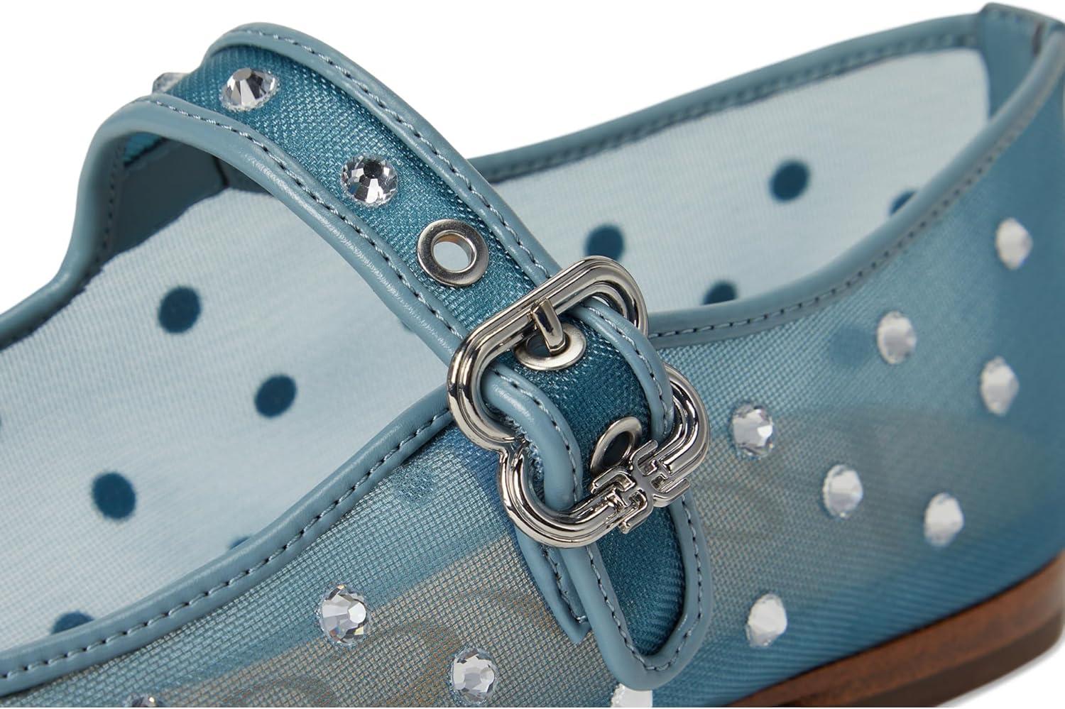 imageSam Edelman Womens Michaela Mary Jane FlatCoastal Blue Glitz Mesh