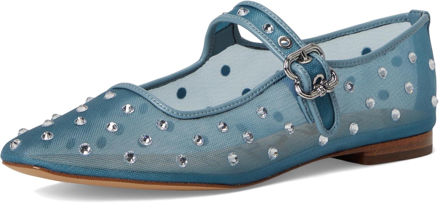 imageSam Edelman Womens Michaela Mary Jane FlatCoastal Blue Glitz Mesh