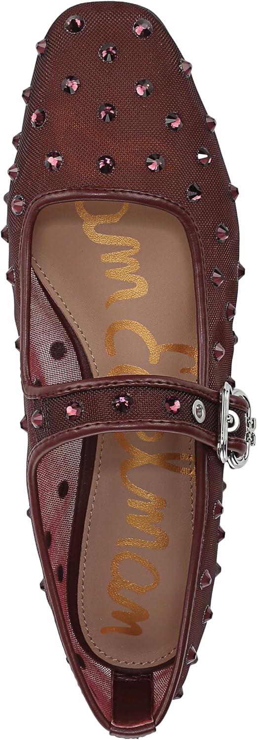 imageSam Edelman Womens Michaela Mary Jane FlatFrench Merlot Glitz Mesh