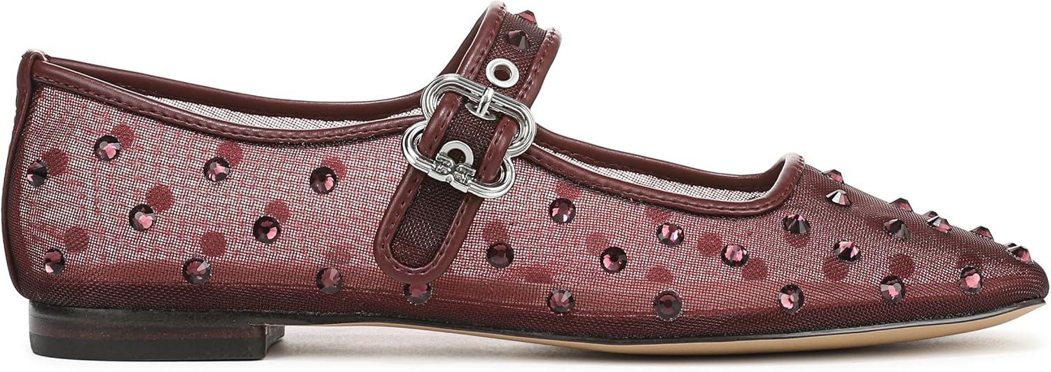 imageSam Edelman Womens Michaela Mary Jane FlatFrench Merlot Glitz Mesh