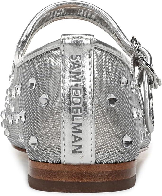 imageSam Edelman Womens Michaela Mary Jane FlatSoft Silver Glitz Mesh