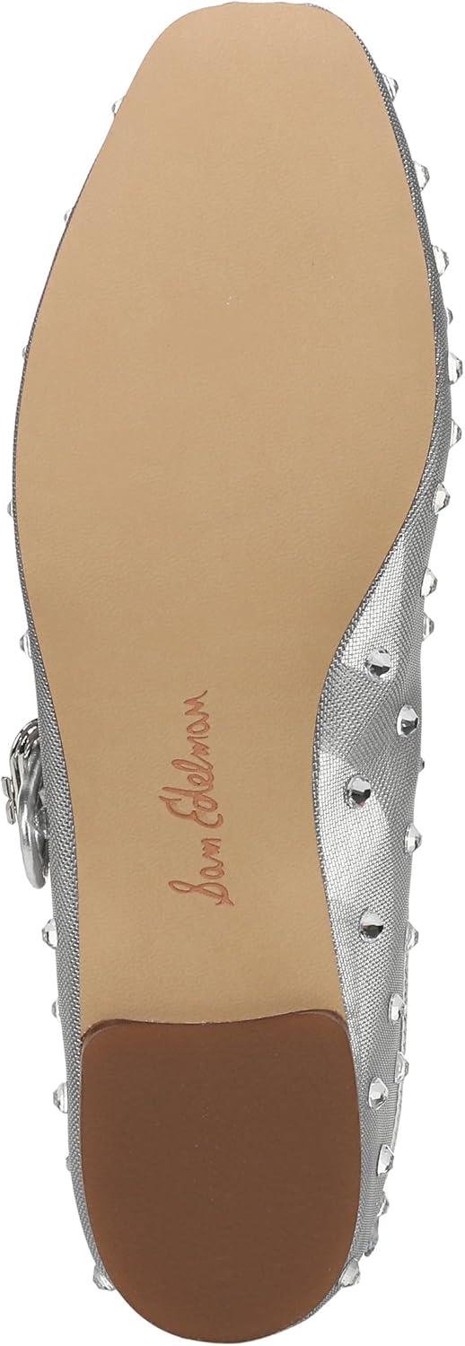 imageSam Edelman Womens Michaela Mary Jane FlatSoft Silver Glitz Mesh