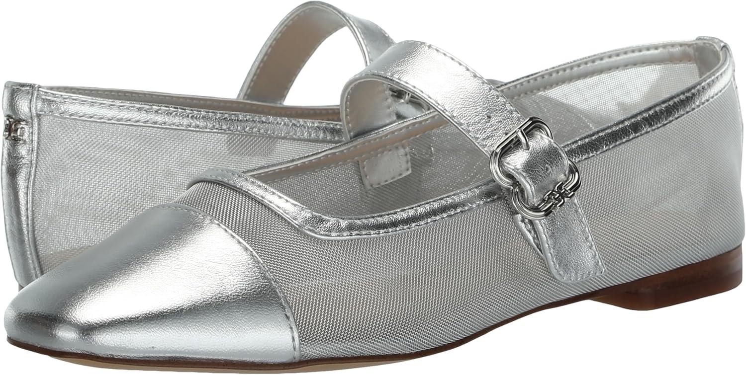 imageSam Edelman Womens Miranda Mary Jane FlatSoft Silver