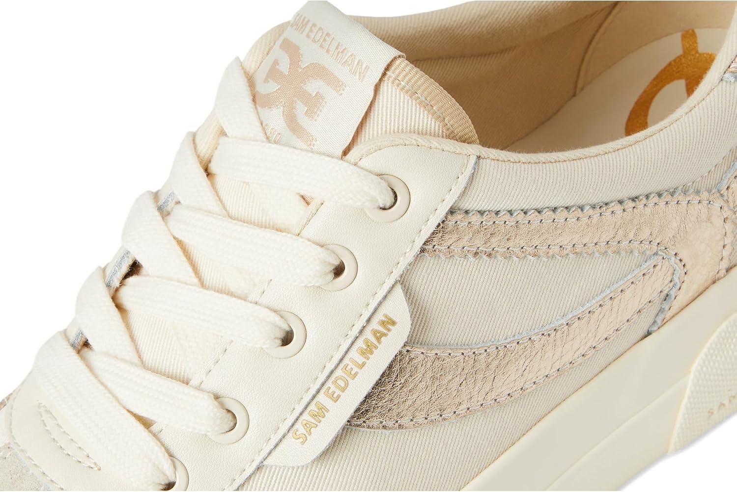 imageSam Edelman Womens Simone SneakerIvoryLily WhiteGold Leaf
