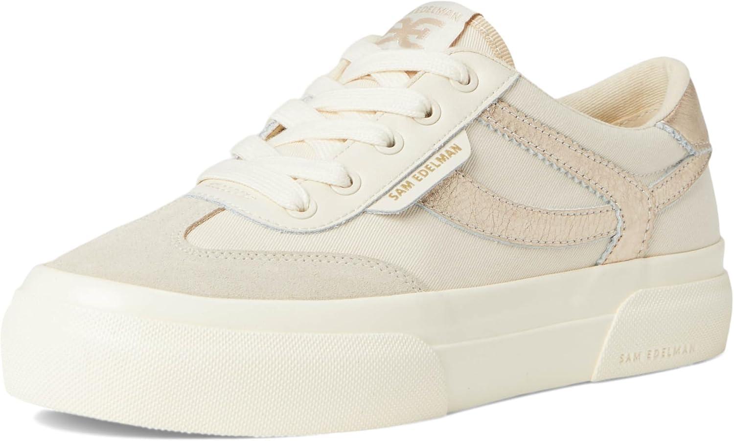 imageSam Edelman Womens Simone SneakerIvoryLily WhiteGold Leaf
