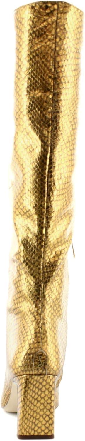 imageSam Edelman Womens Sylvia Knee High BootMedallion Gold Snake Wide Calf