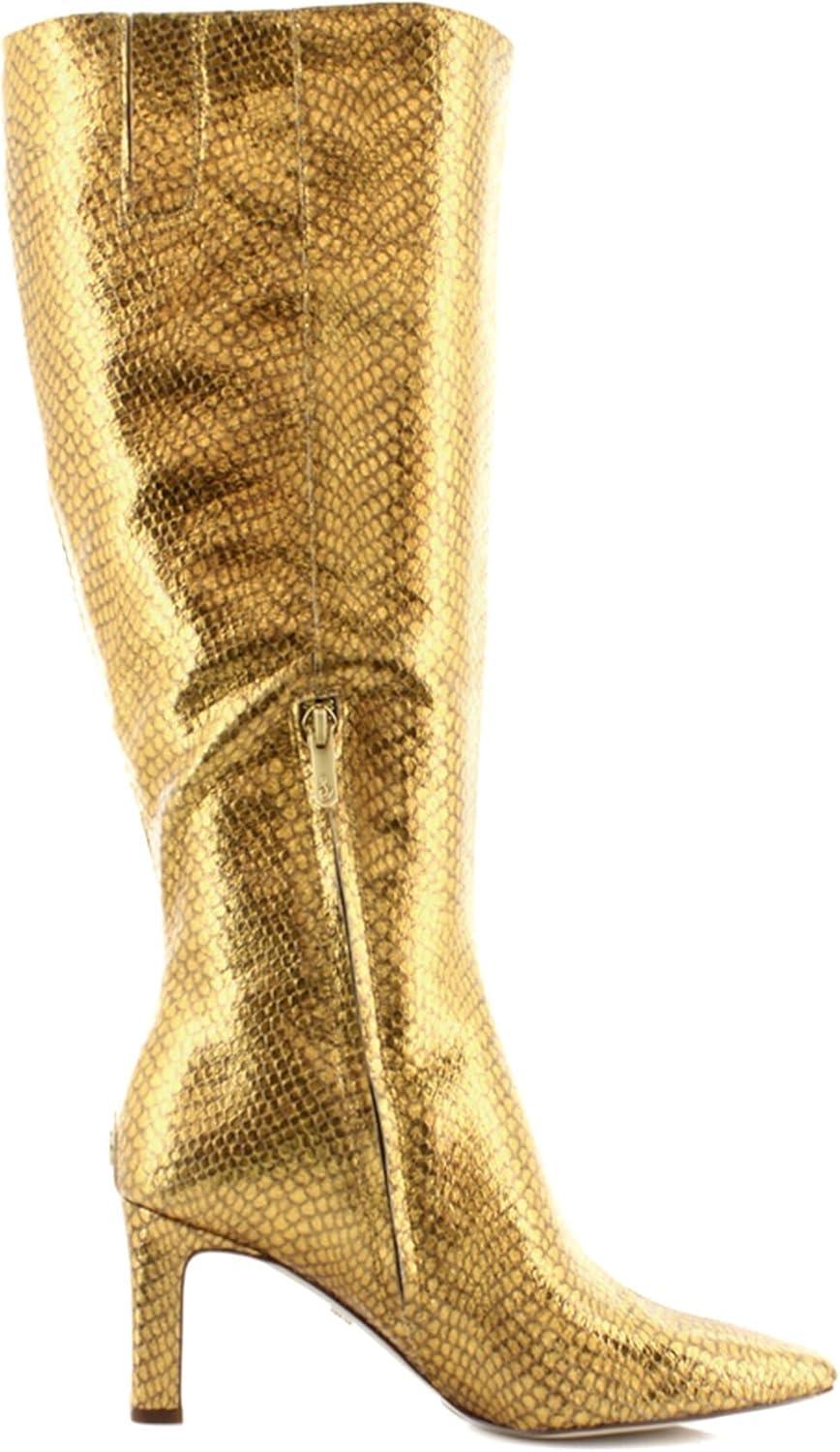 imageSam Edelman Womens Sylvia Knee High BootMedallion Gold Snake Wide Calf