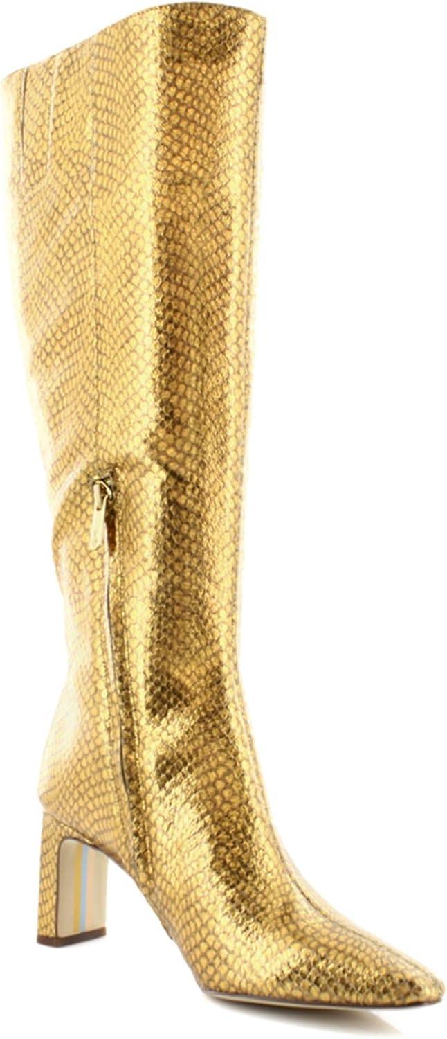 imageSam Edelman Womens Sylvia Knee High BootMedallion Gold Snake Wide Calf