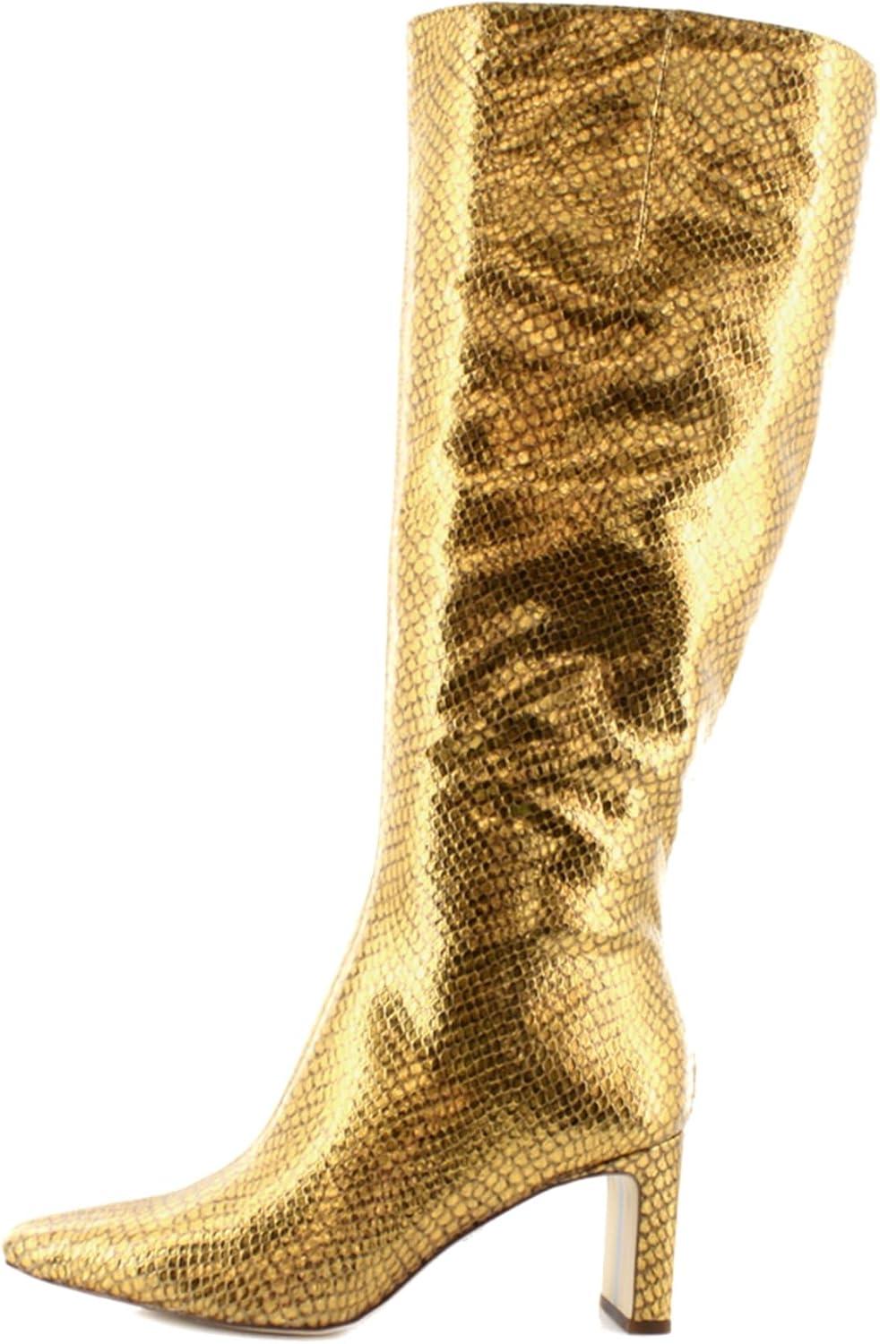 imageSam Edelman Womens Sylvia Knee High BootMedallion Gold Snake Wide Calf