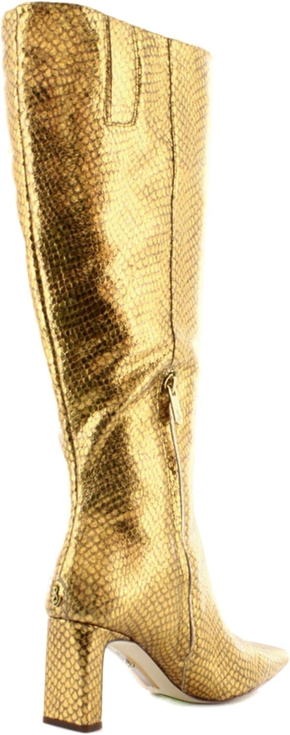 imageSam Edelman Womens Sylvia Knee High BootMedallion Gold Snake Wide Calf