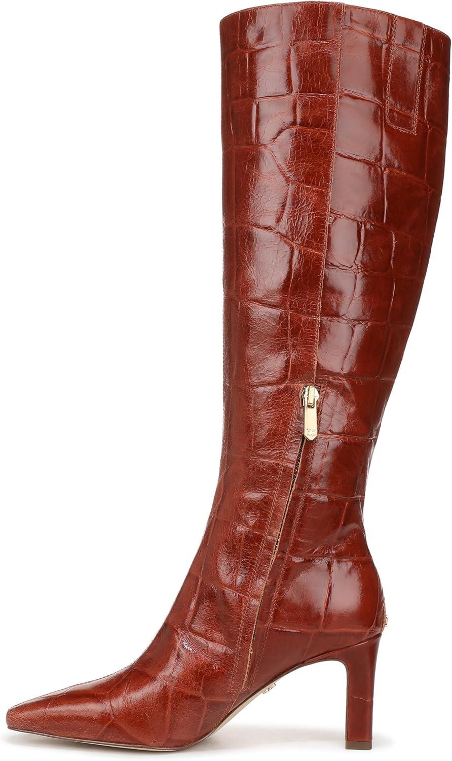 imageSam Edelman Womens Sylvia Knee High BootNew Cognac Croco Leather
