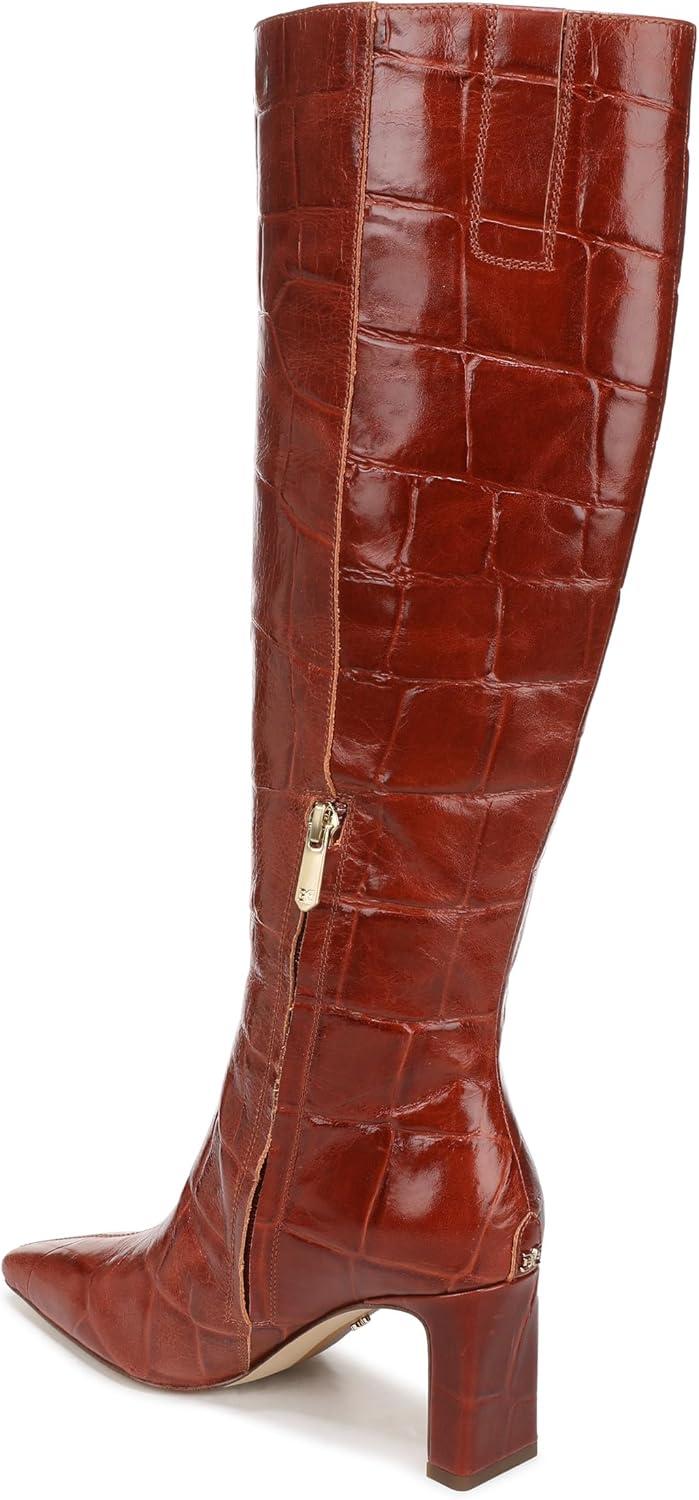 imageSam Edelman Womens Sylvia Knee High BootNew Cognac Croco Leather