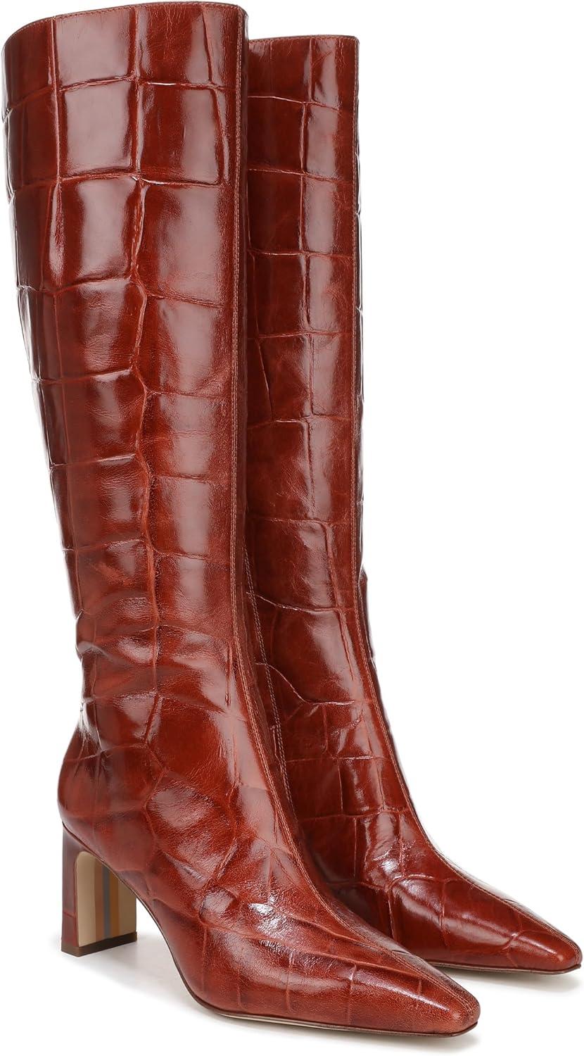 imageSam Edelman Womens Sylvia Knee High BootNew Cognac Croco Leather
