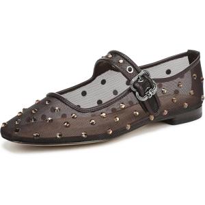 imageSam Edelman Womens MichaelaMary Jane FlatCaf Noir Glitz Mesh
