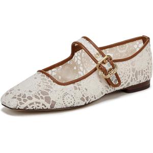 imageSam Edelman Womens MichaelaMary Jane FlatNatural Floral Crochet
