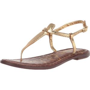 imageSam Edelman Womens Gigi Flat SandalAmber Gold Leather