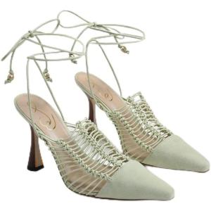 imageSam Edelman Womens Yaro Heeled Sandal Soft Nude LeatherPistachio Suede